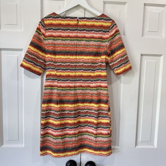 Kate Spade Saturday Multi Color Fall Shift Dress 6 Stretch Pockets Mod Retro New - Picture 3 of 15